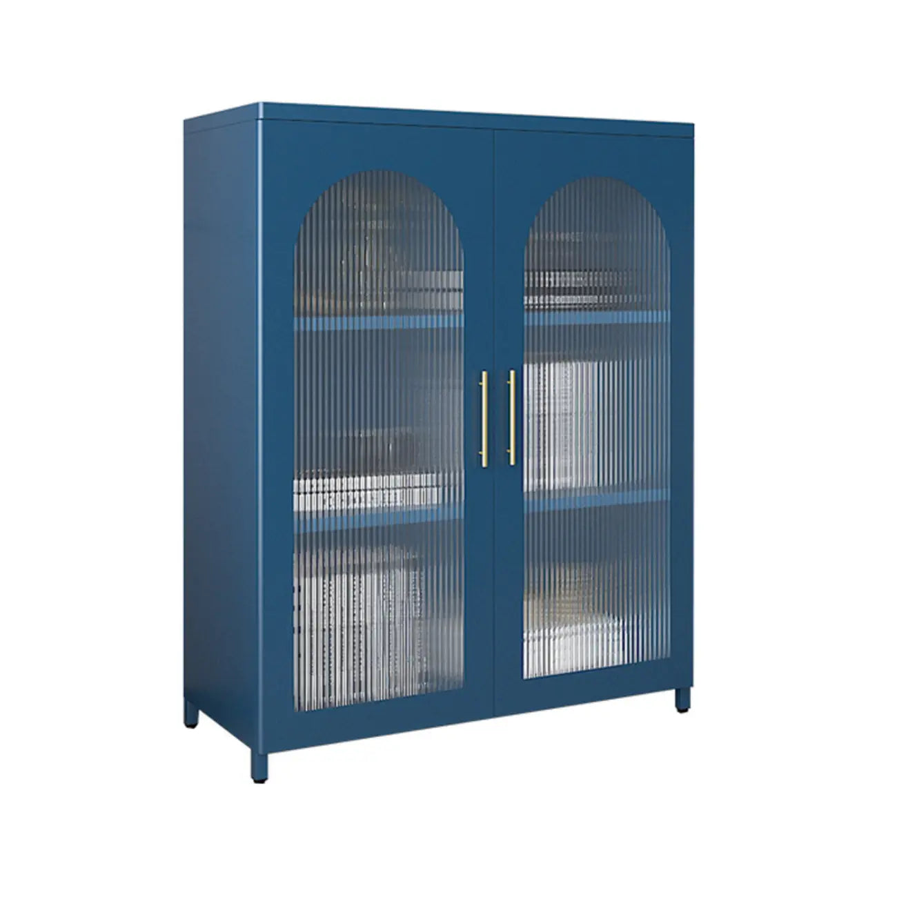 Armoire de rangement verticale moderne en métal avec portes vitrées