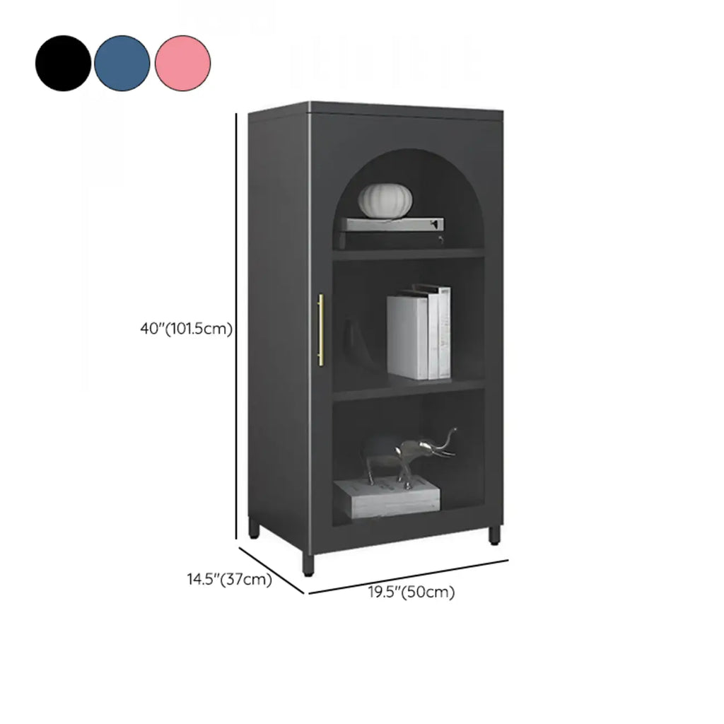 Armoire de rangement verticale moderne en métal avec portes vitrées