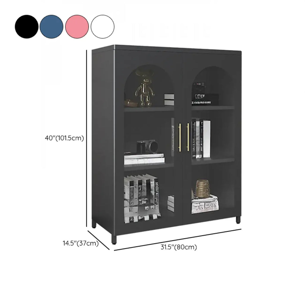 Armoire de rangement verticale moderne en métal avec portes vitrées