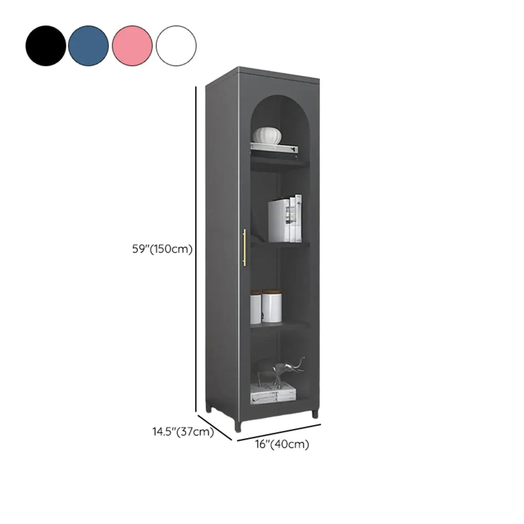 Armoire de rangement verticale moderne en métal avec portes vitrées