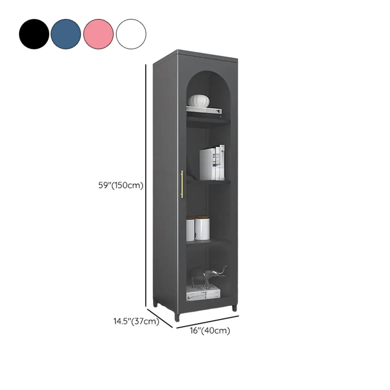 Armoire de rangement verticale moderne en métal avec portes vitrées