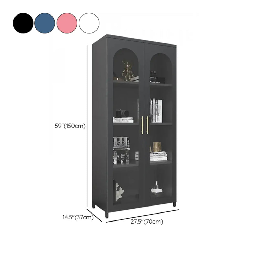 Armoire de rangement verticale moderne en métal avec portes vitrées