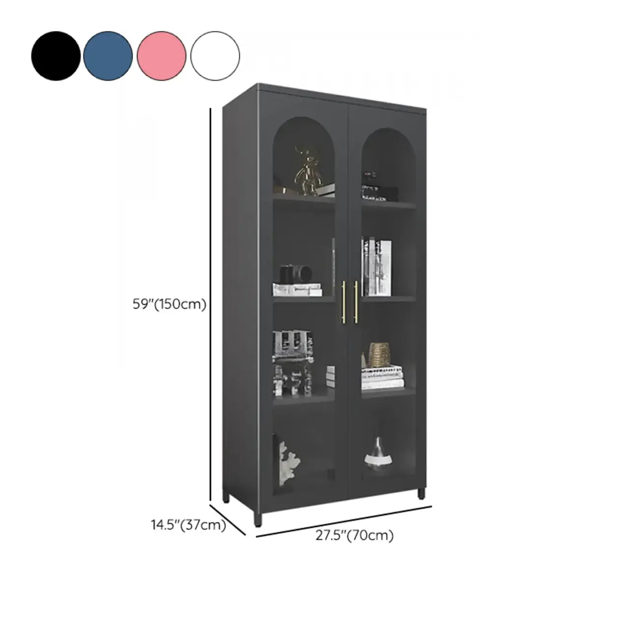 Armoire de rangement verticale moderne en métal avec portes vitrées