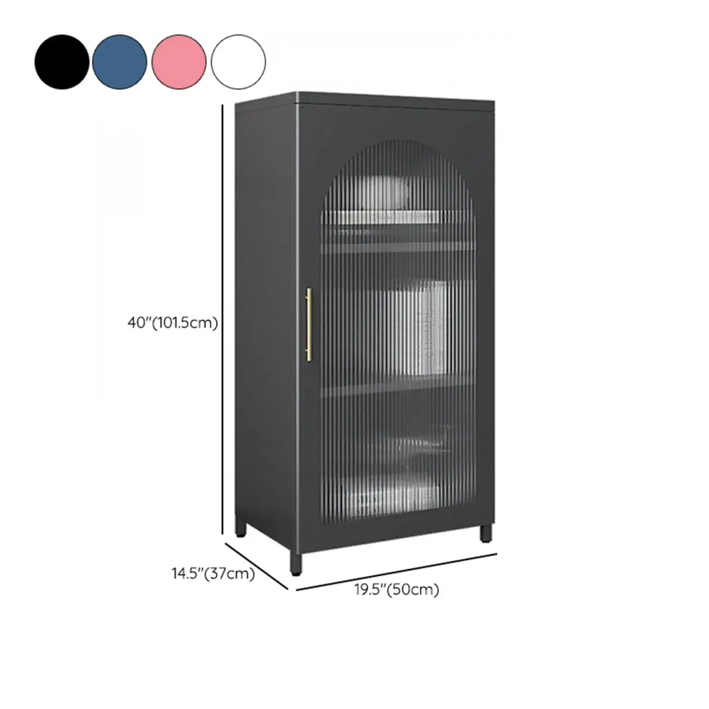 Armoire de rangement verticale moderne en métal avec portes vitrées