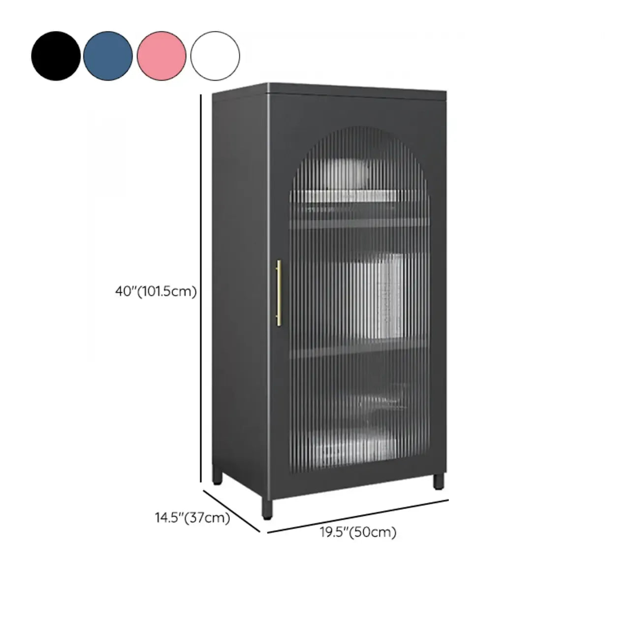 Armoire de rangement verticale moderne en métal avec portes vitrées