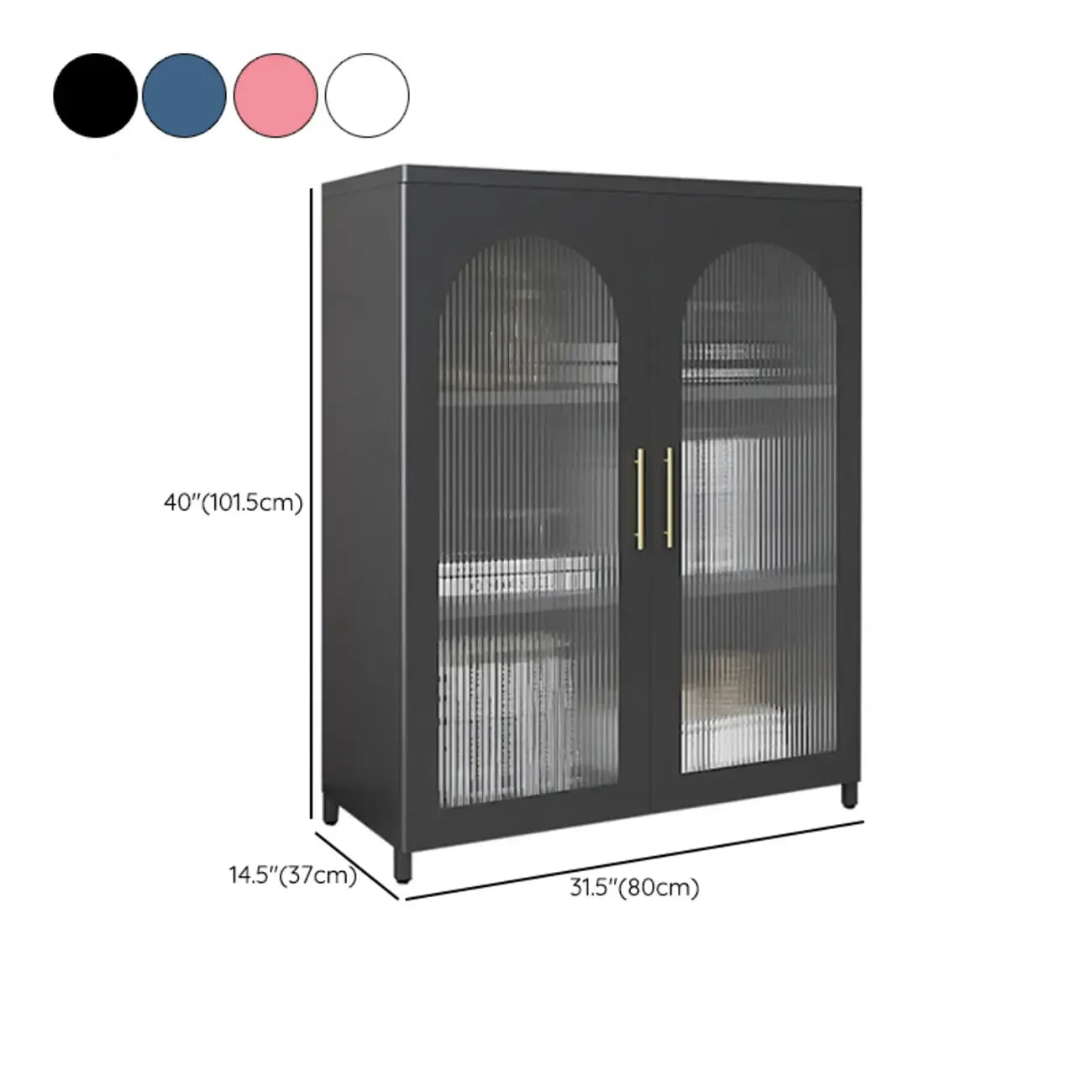 Armoire de rangement verticale moderne en métal avec portes vitrées