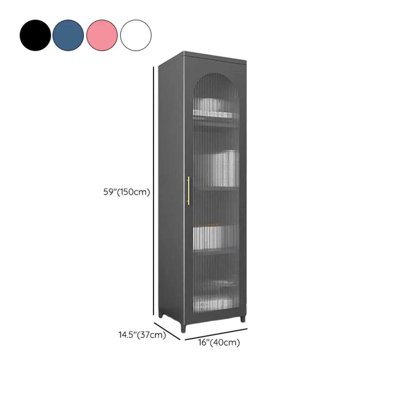 Armoire de rangement verticale moderne en métal avec portes vitrées