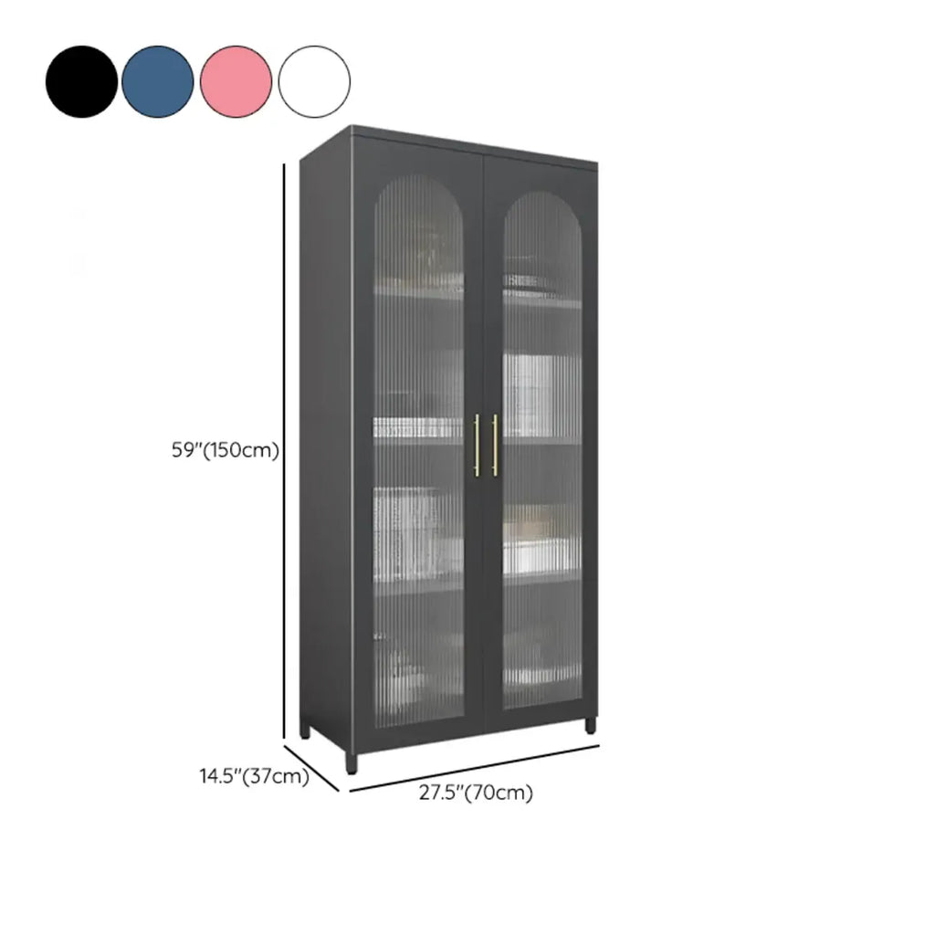 Armoire de rangement verticale moderne en métal avec portes vitrées