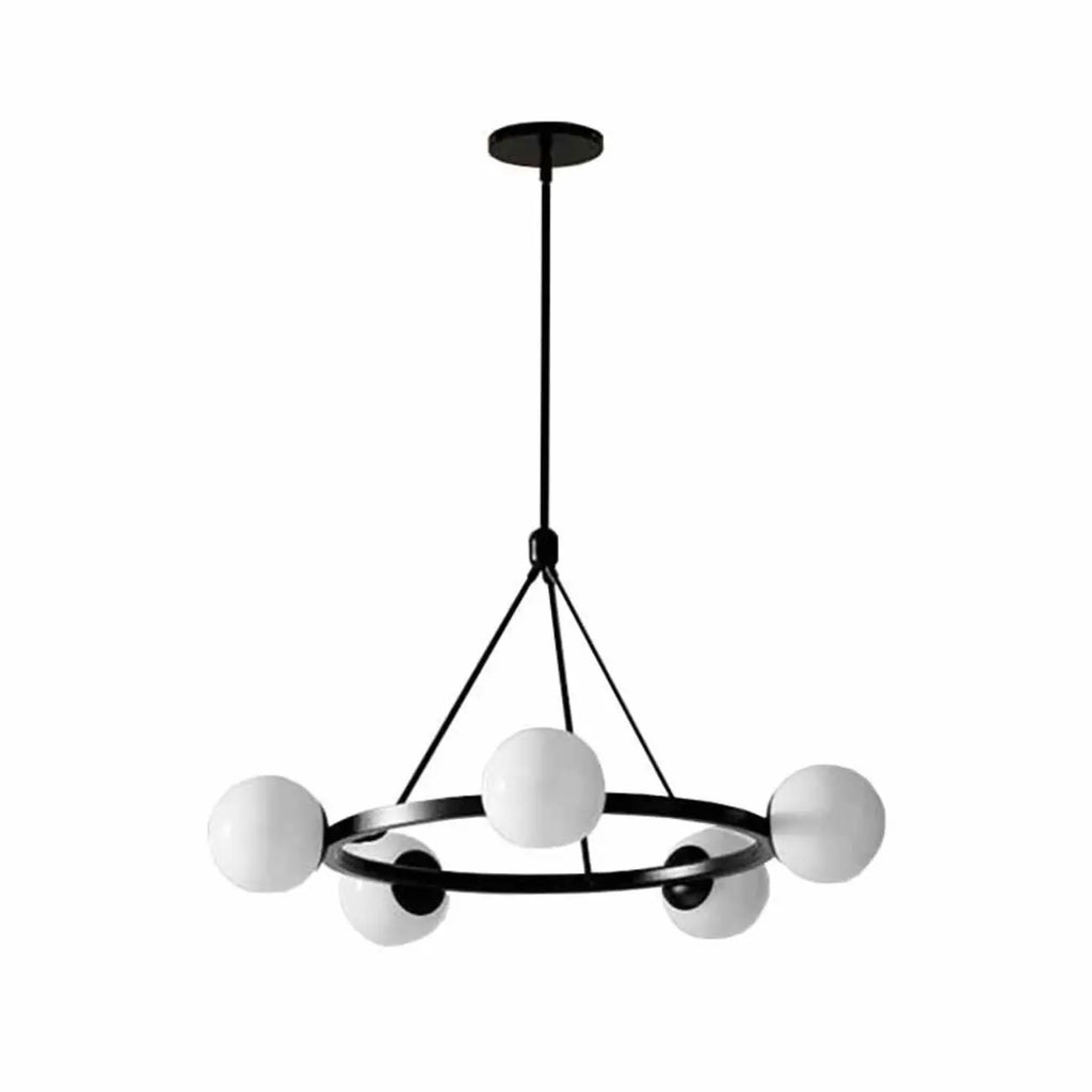 Lustre minimaliste moderne avec abat-jour en verre blanc