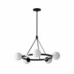 Lustre minimaliste moderne avec abat-jour en verre blanc