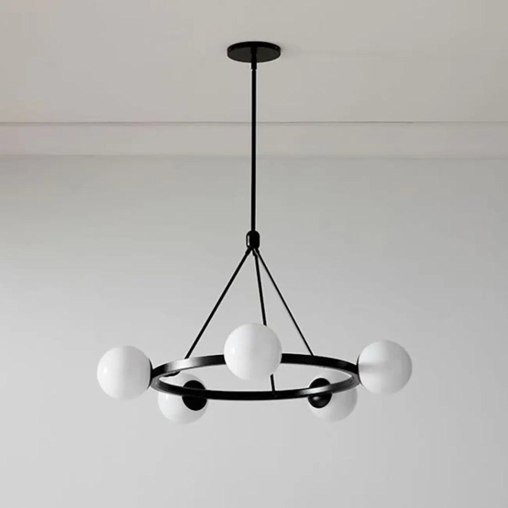 Lustre minimaliste moderne avec abat-jour en verre blanc
