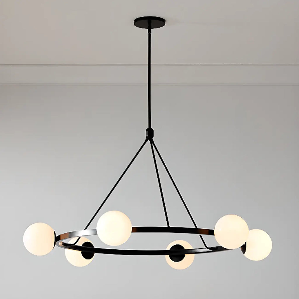 Lustre minimaliste moderne avec abat-jour en verre blanc