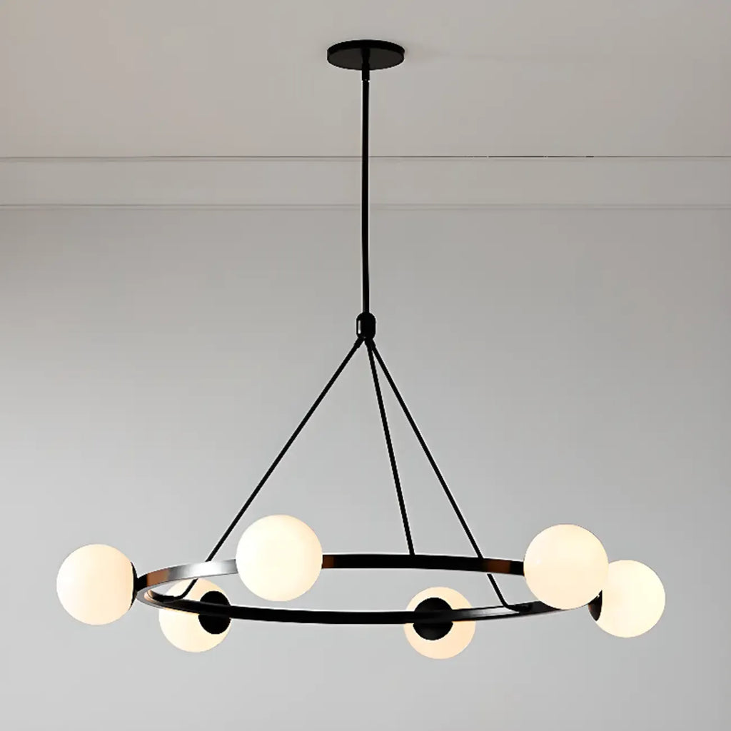 Lustre minimaliste moderne avec abat-jour en verre blanc