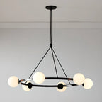 Lustre minimaliste moderne avec abat-jour en verre blanc