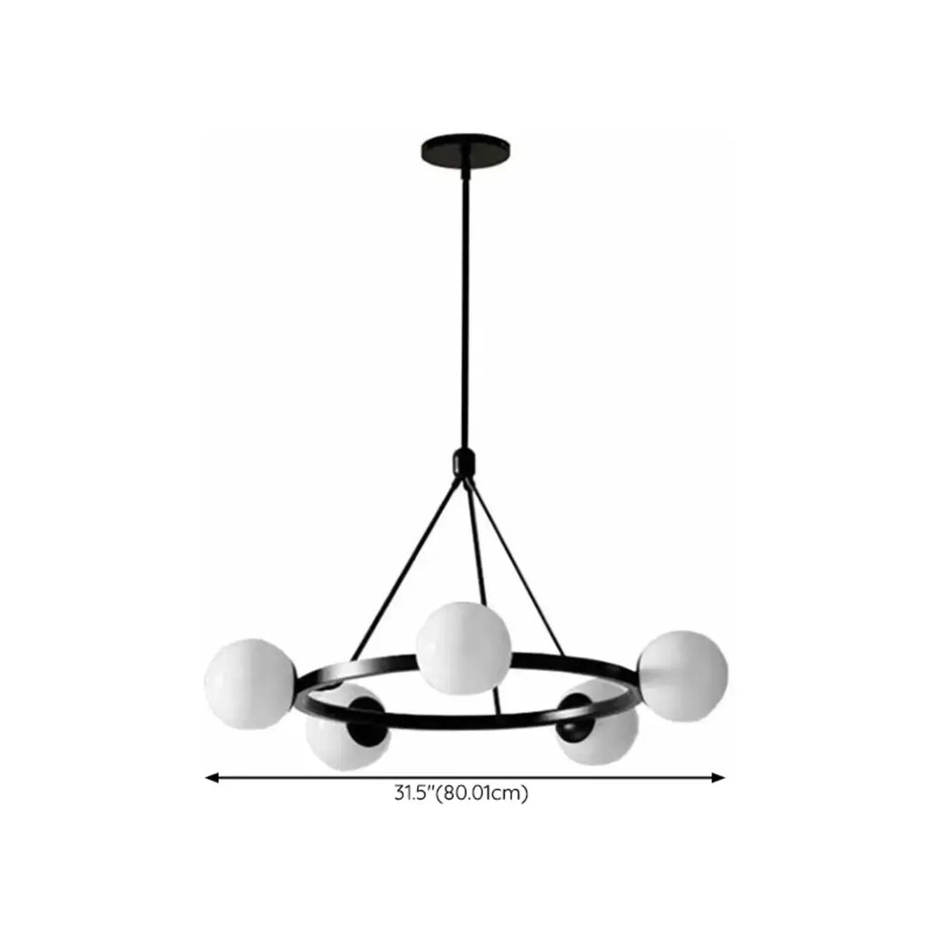 Lustre minimaliste moderne avec abat-jour en verre blanc