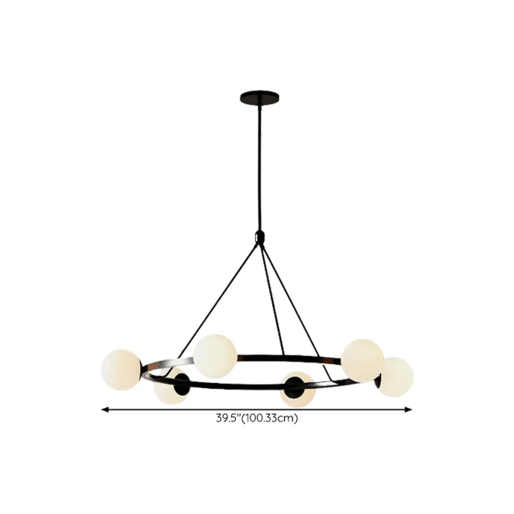 Lustre minimaliste moderne avec abat-jour en verre blanc
