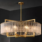 Lustre rond moderne en cristal avec cadre doré pour la décoration