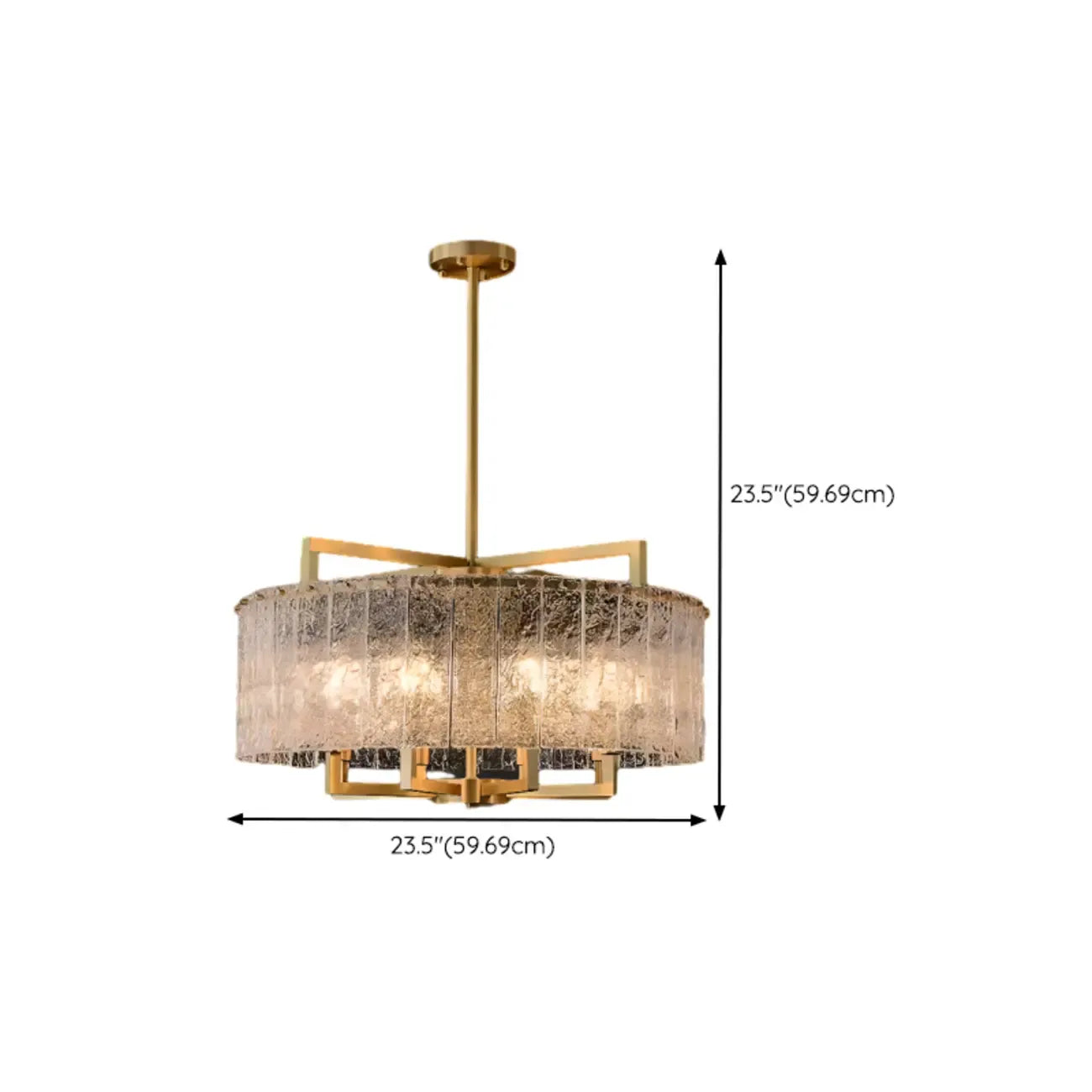 Lustre rond moderne en cristal avec cadre doré pour la décoration