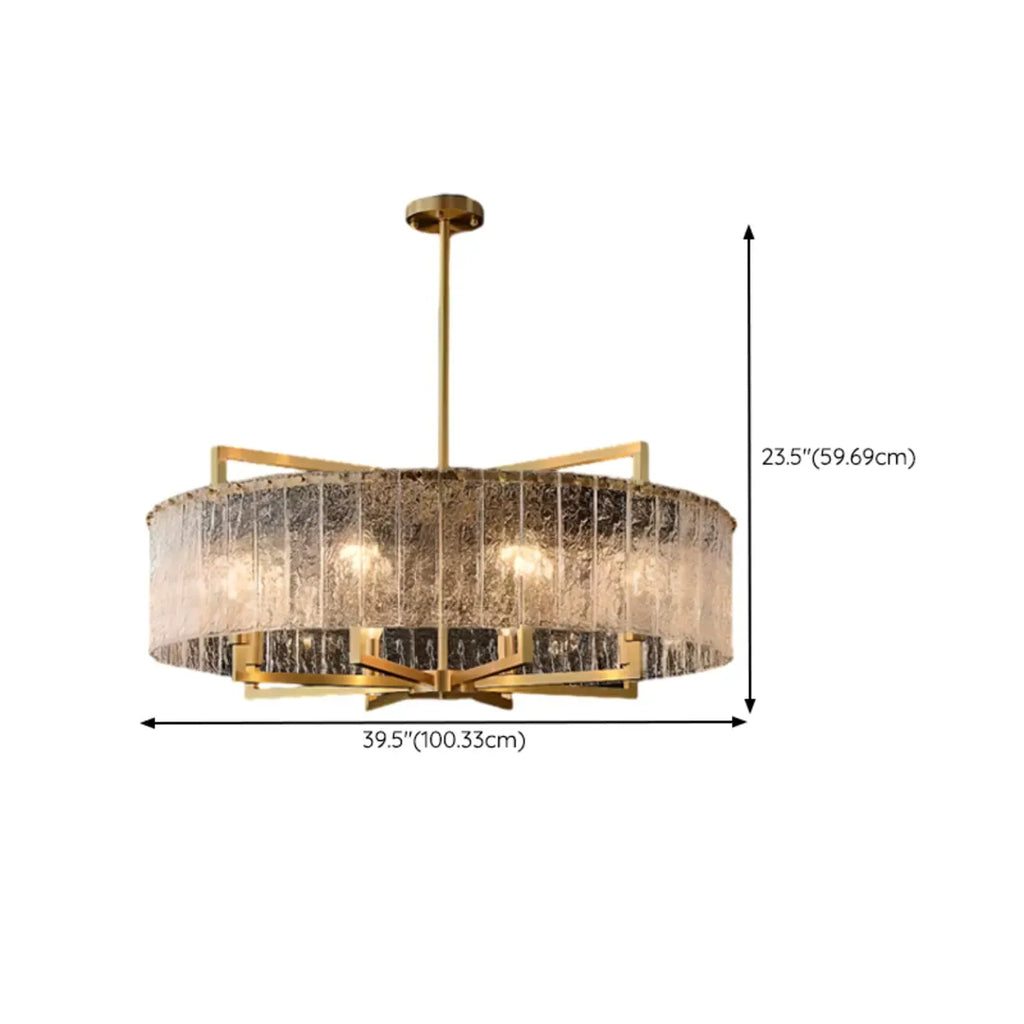 Lustre rond moderne en cristal avec cadre doré pour la décoration