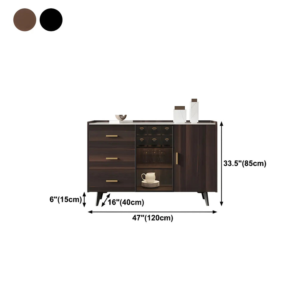 Buffet en noyer élégant avec tiroirs et placards
