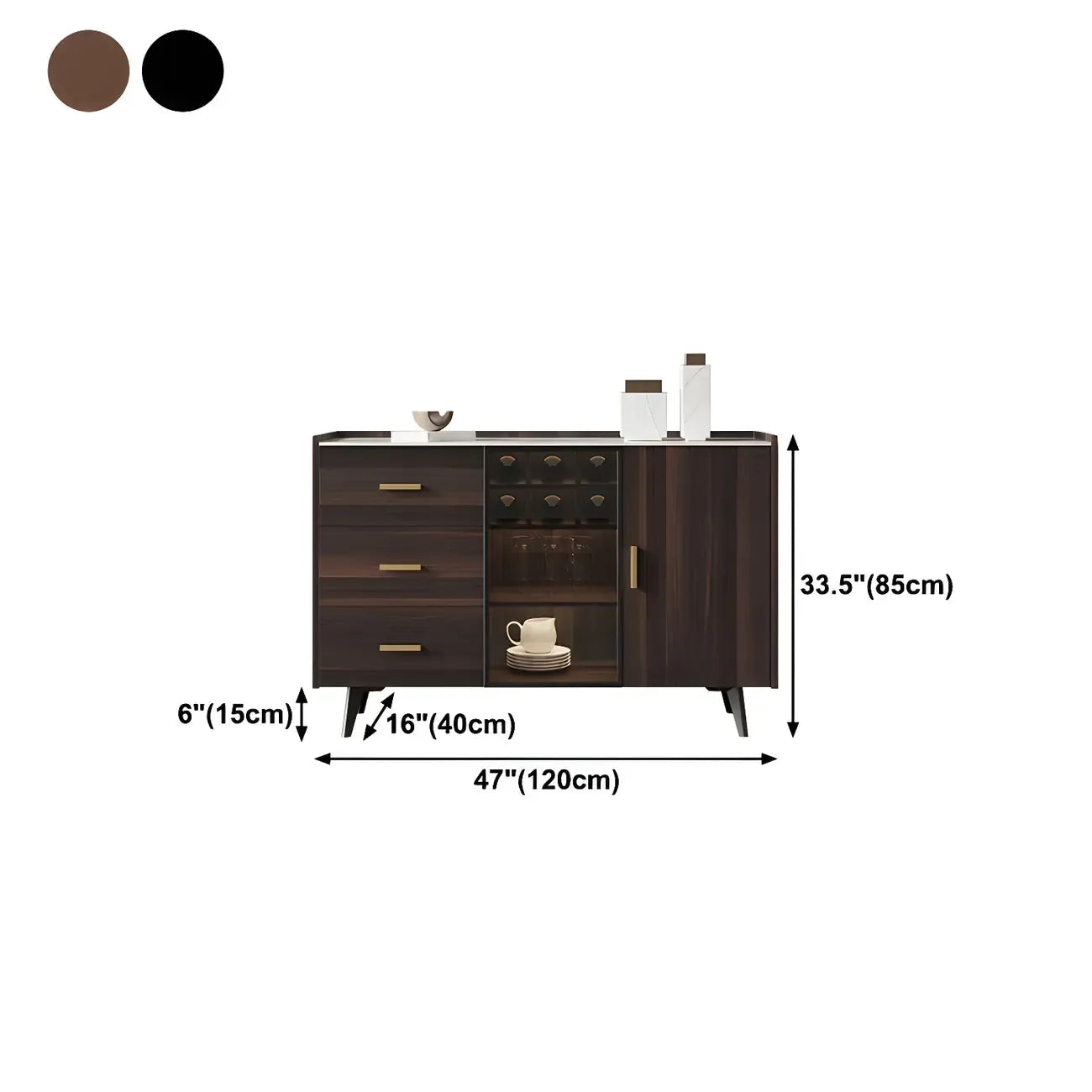 Buffet en noyer élégant avec tiroirs et placards