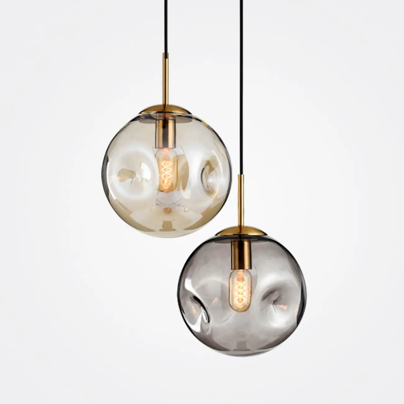 Suspension globe irrégulière en verre fumé pour chambre à coucher