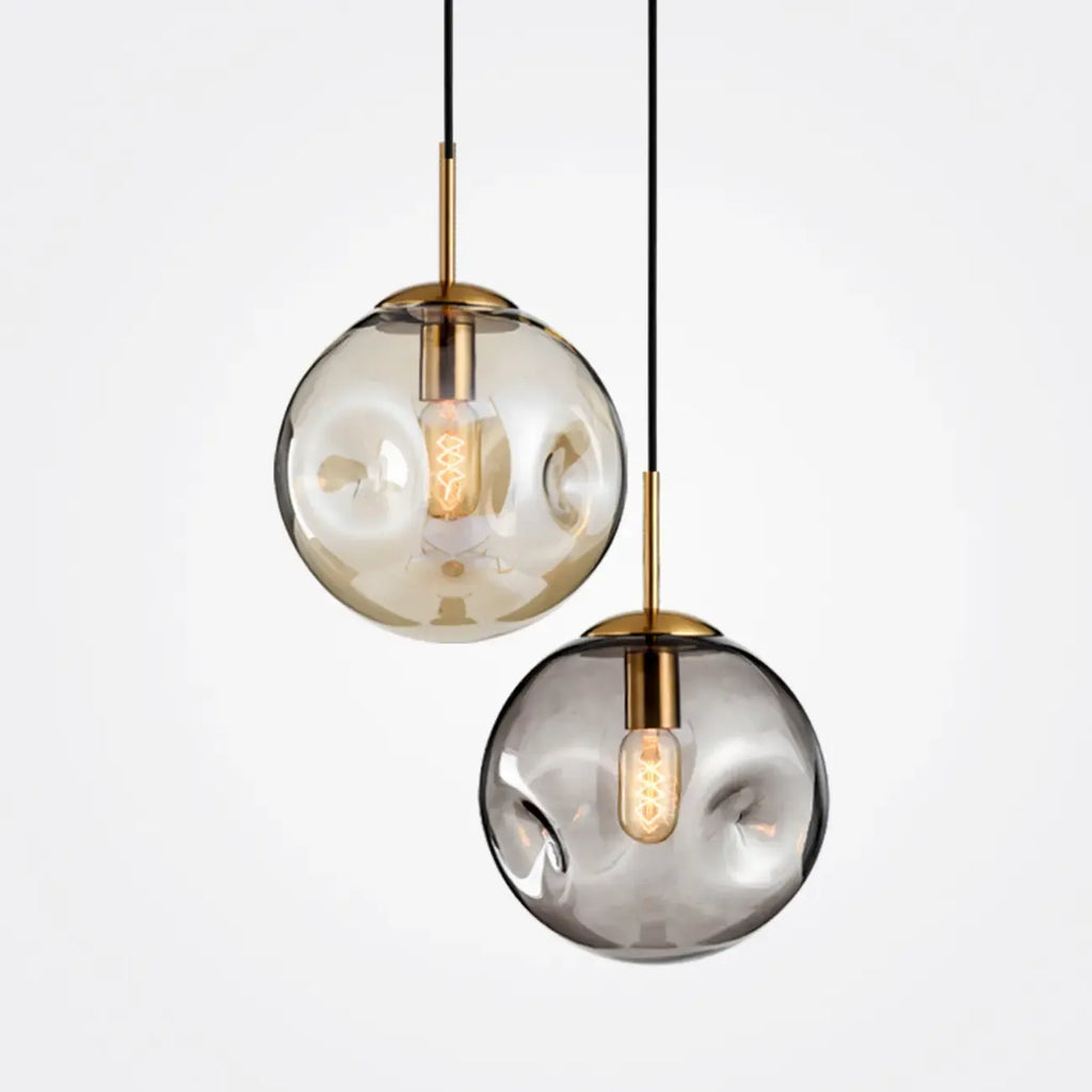 Suspension globe irrégulière en verre fumé pour chambre à coucher