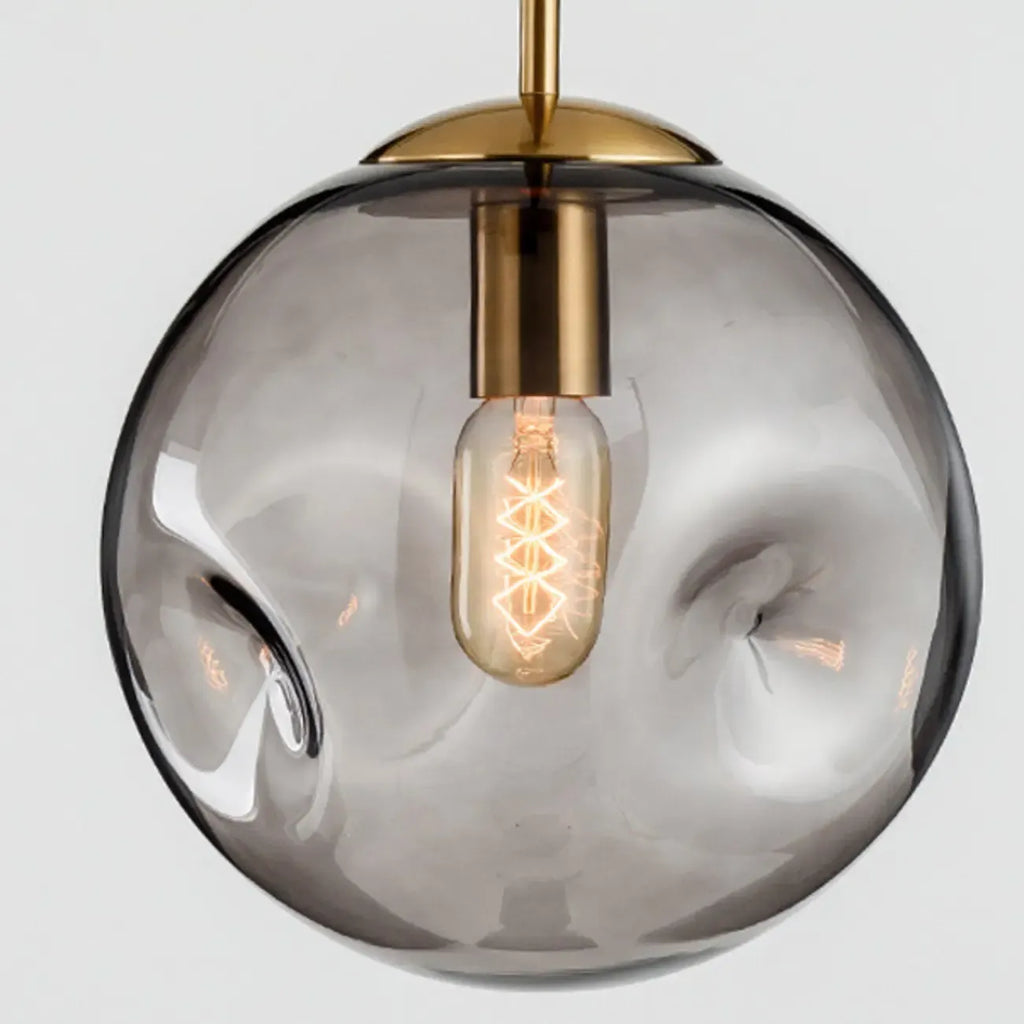 Suspension globe irrégulière en verre fumé pour chambre à coucher