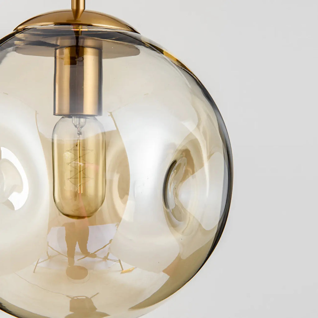 Suspension globe irrégulière en verre fumé pour chambre à coucher