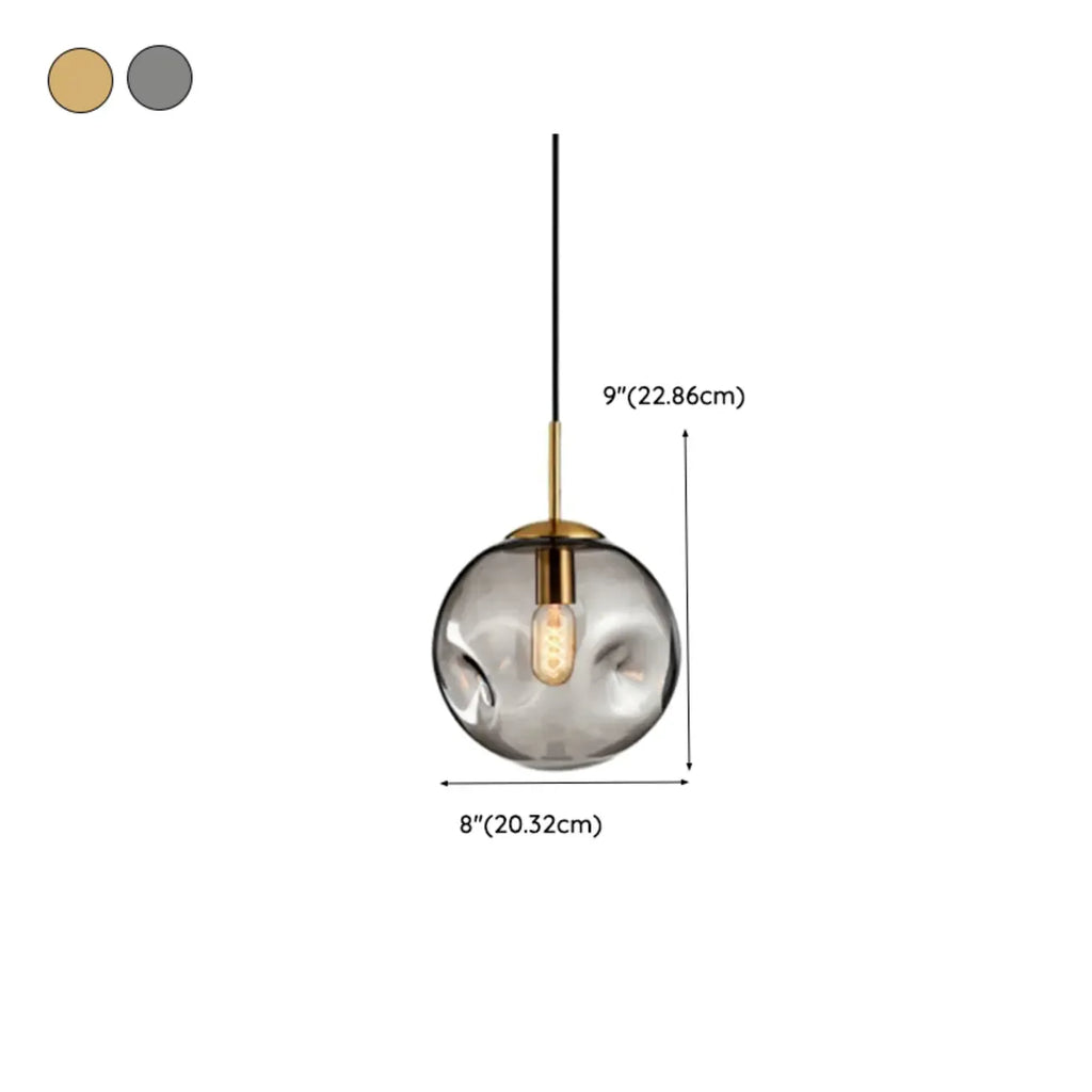 Suspension globe irrégulière en verre fumé pour chambre à coucher