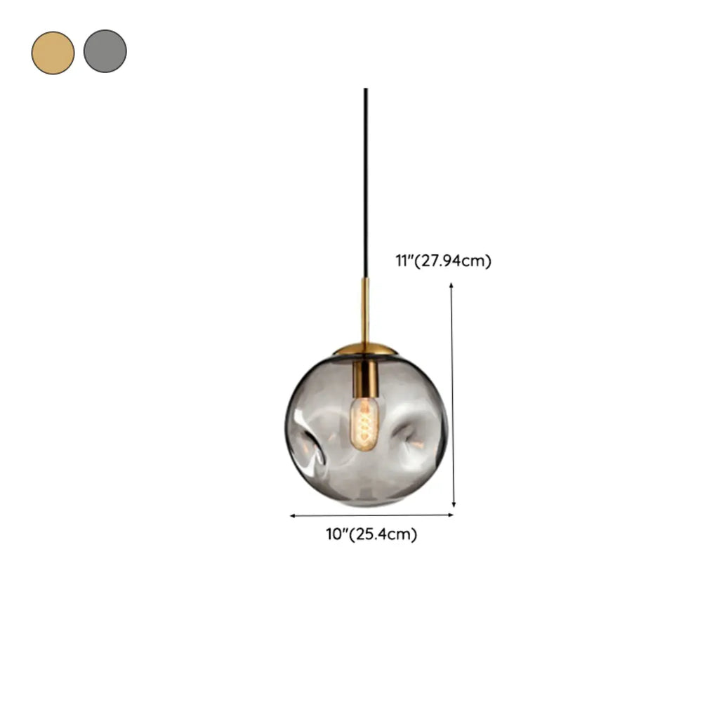 Suspension globe irrégulière en verre fumé pour chambre à coucher