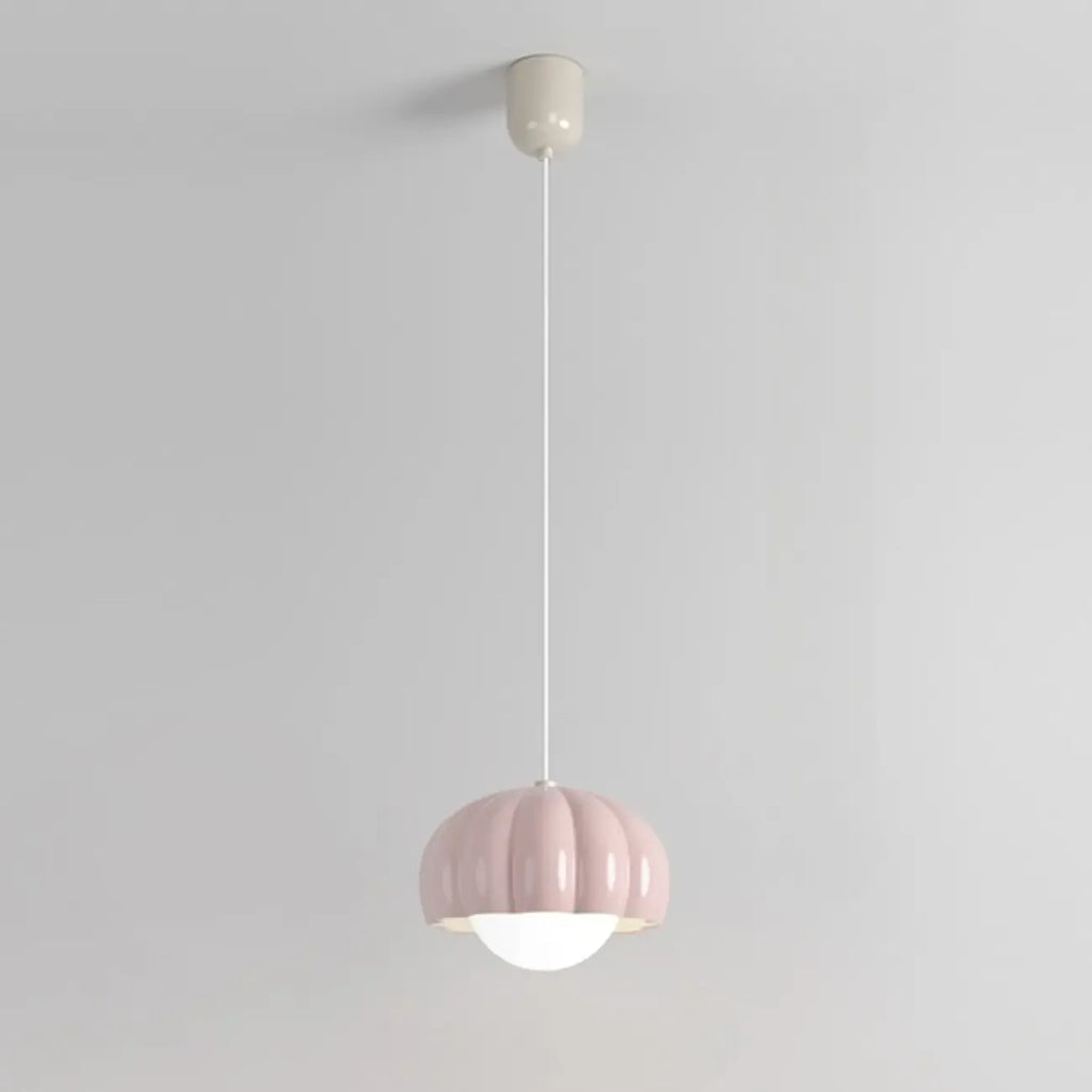 Suspension LED citrouille rose en résine douce pour chevet