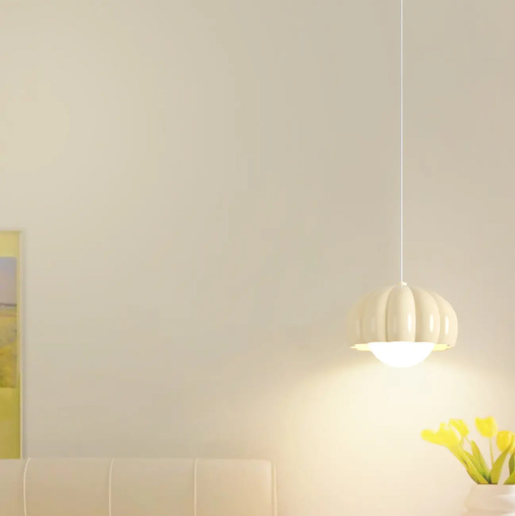 Suspension LED citrouille rose en résine douce pour chevet