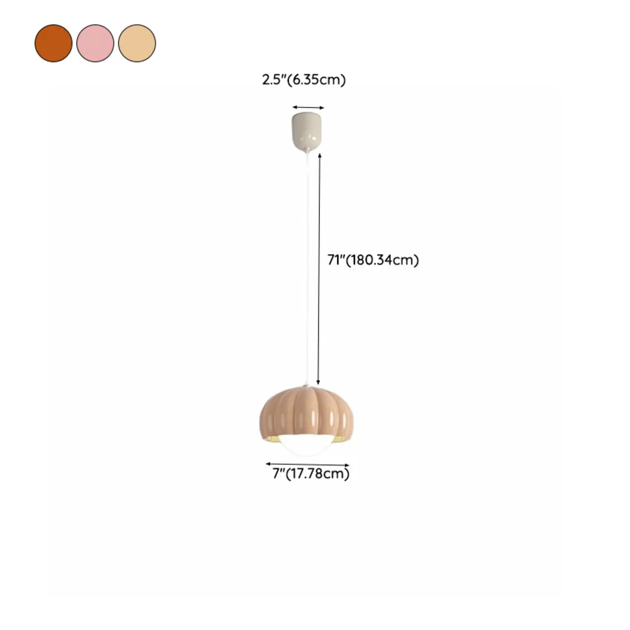 Suspension LED citrouille rose en résine douce pour chevet