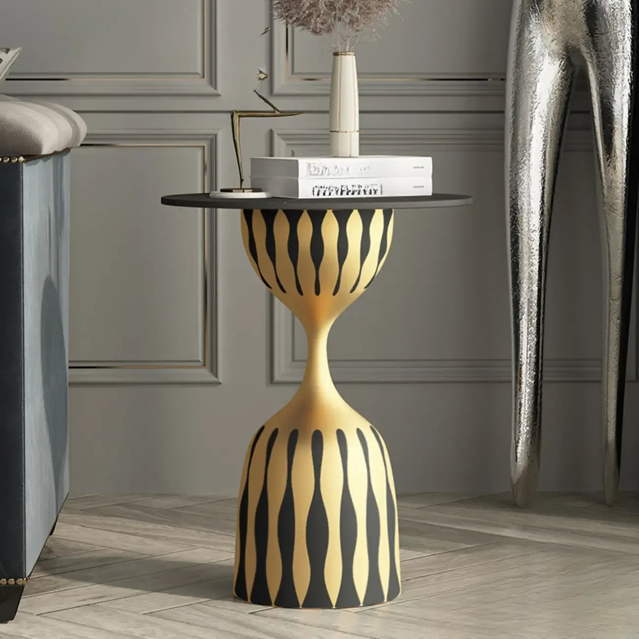 Table d'appoint ronde à plateau en marbre pour salon