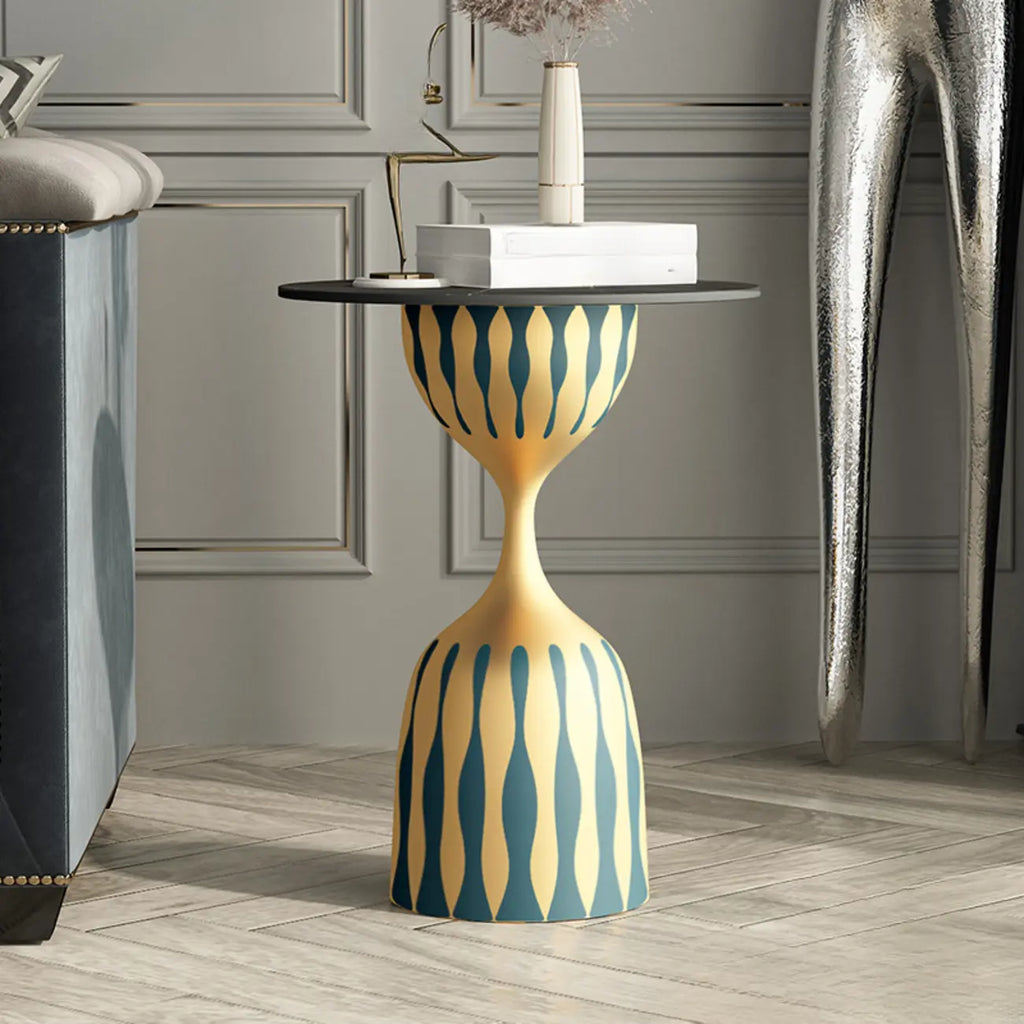 Table d'appoint ronde à plateau en marbre pour salon