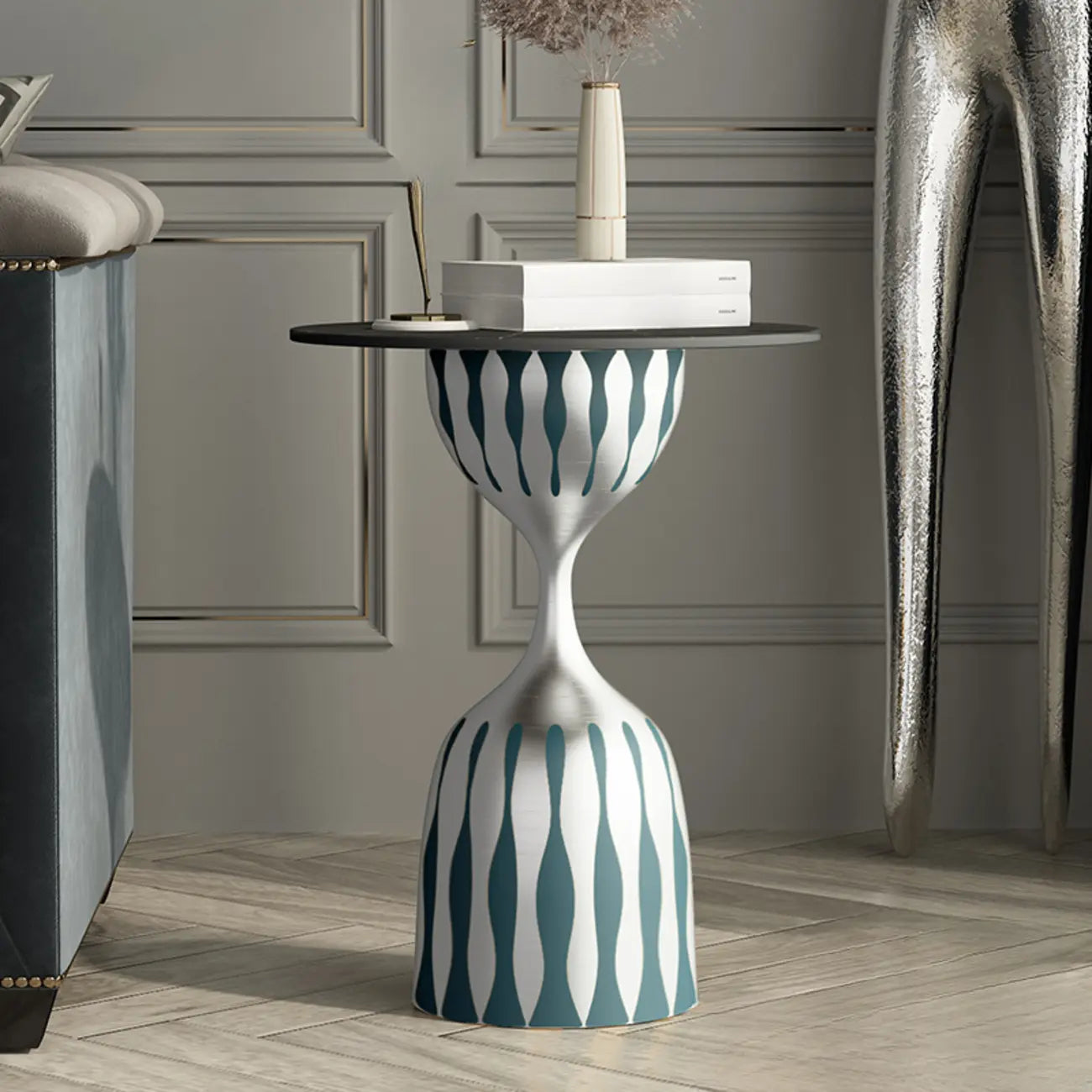 Table d'appoint ronde à plateau en marbre pour salon