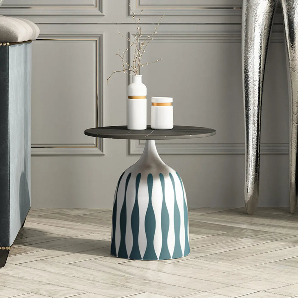 Table d'appoint ronde à plateau en marbre pour salon