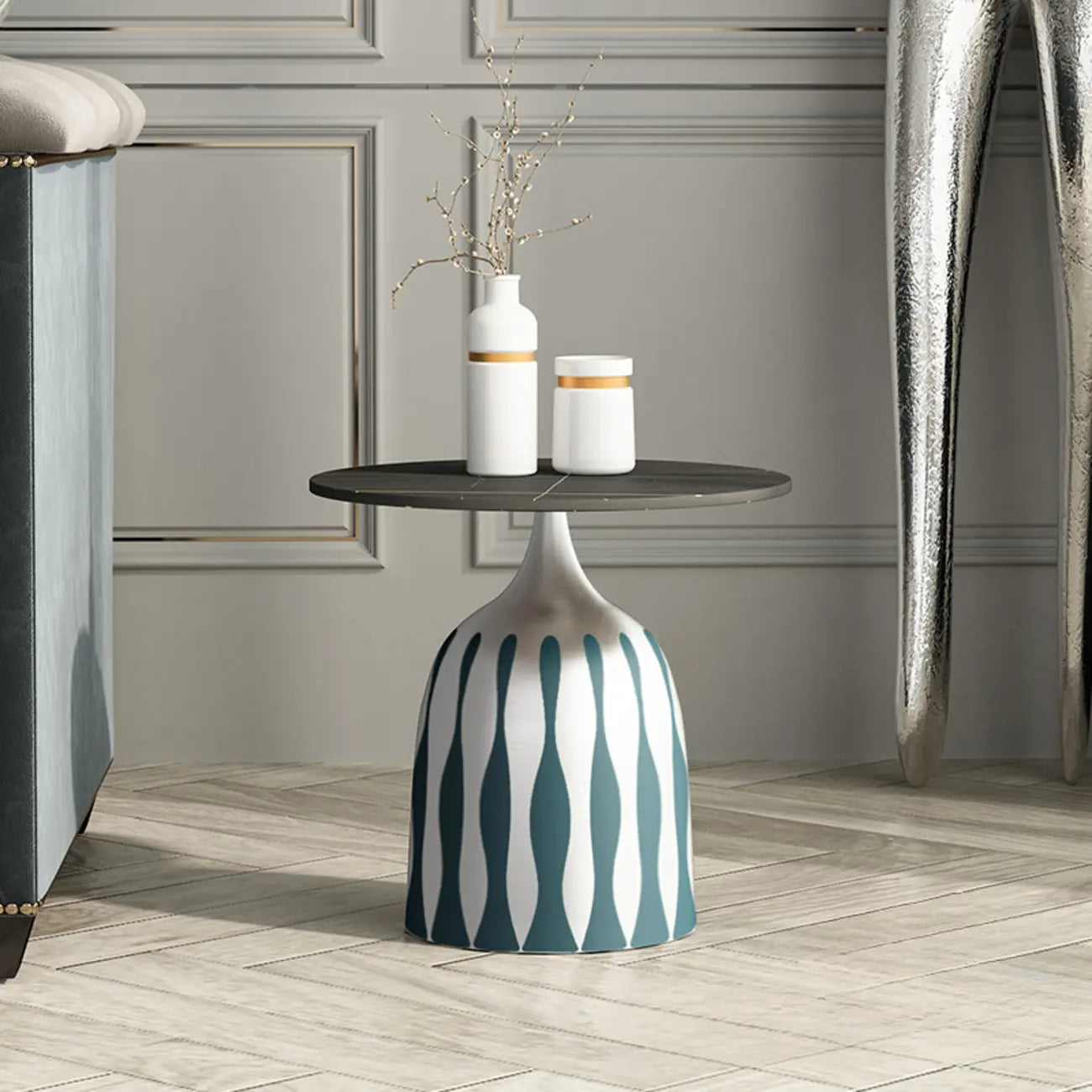 Table d'appoint ronde à plateau en marbre pour salon