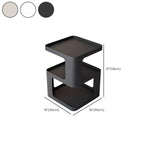 Petite table d'appoint carrée en métal noir avec étagères de rangement