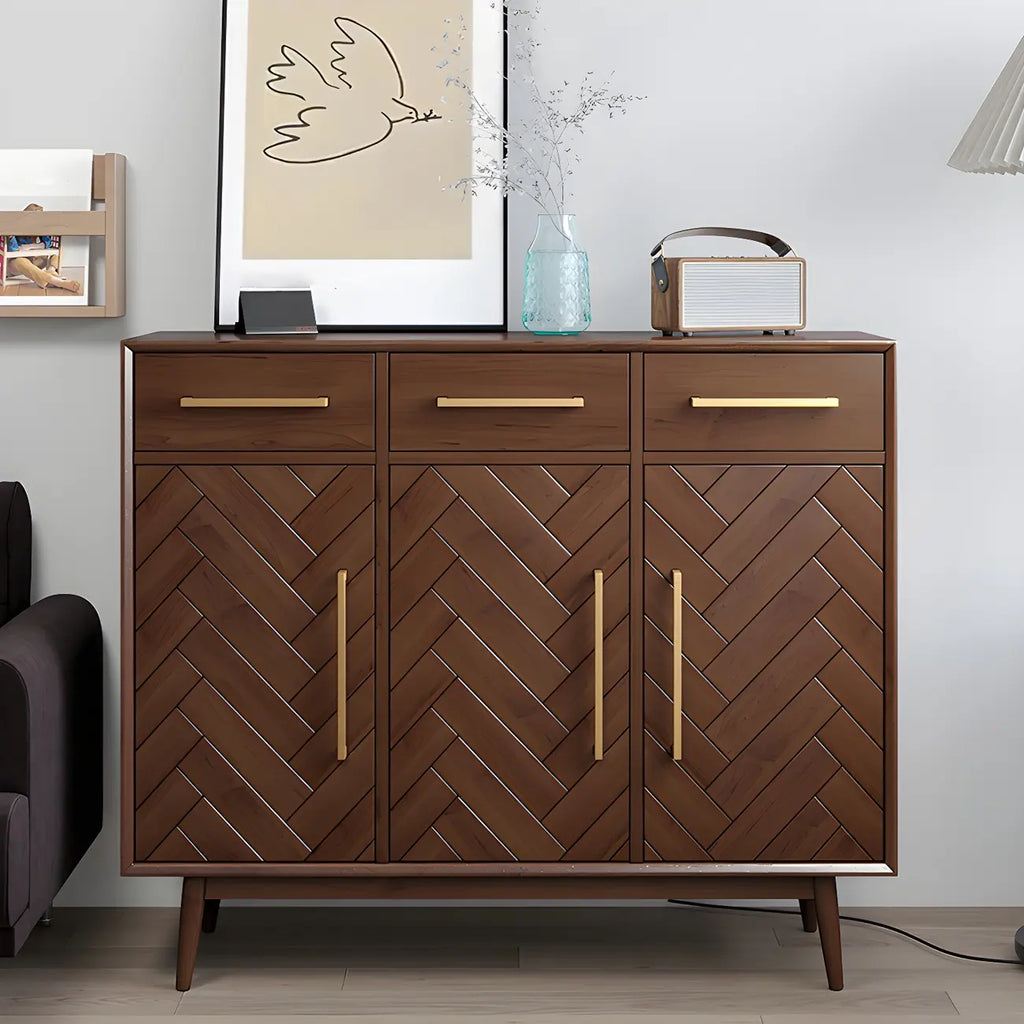 Buffet moderne en bois massif marron avec tiroirs