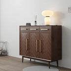 Buffet moderne en bois massif marron avec tiroirs