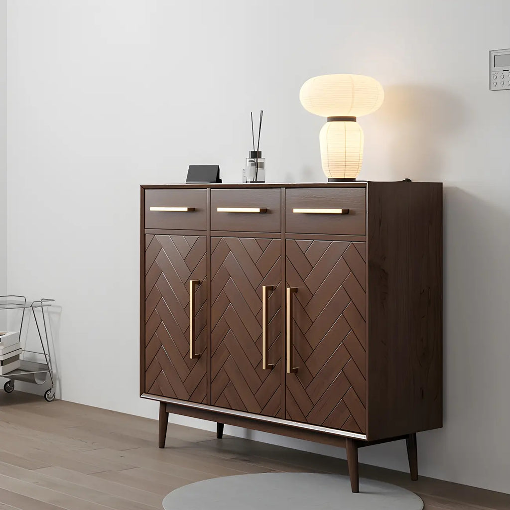 Buffet moderne en bois massif marron avec tiroirs