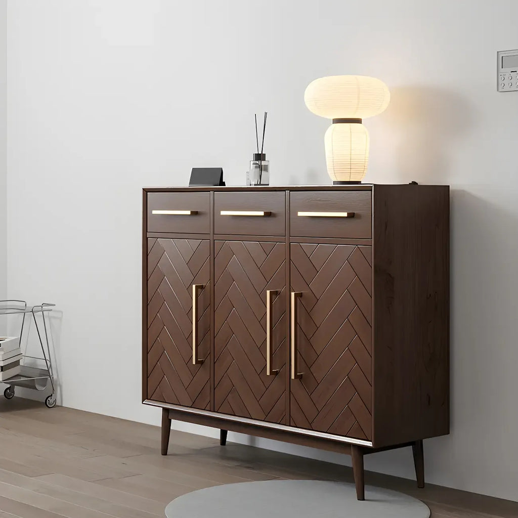 Buffet moderne en bois massif marron avec tiroirs