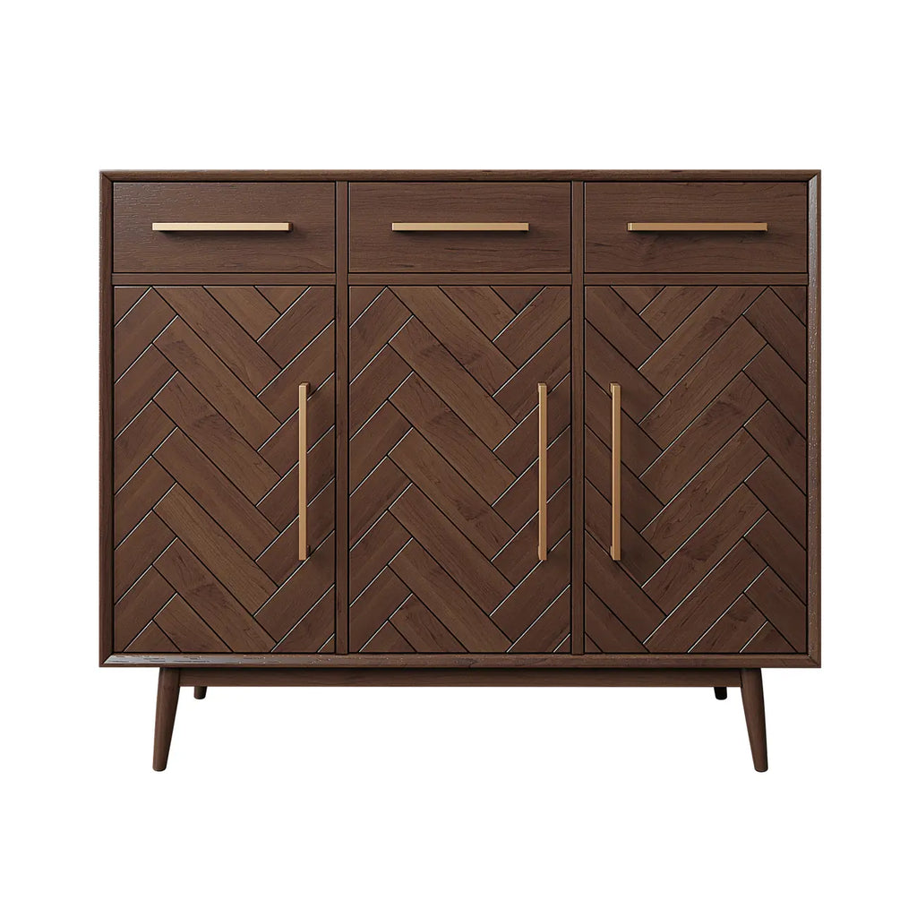 Buffet moderne en bois massif marron avec tiroirs