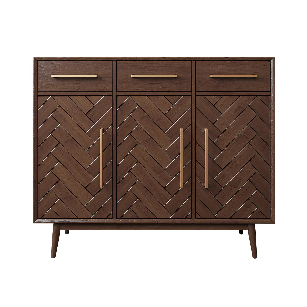 Buffet moderne en bois massif marron avec tiroirs