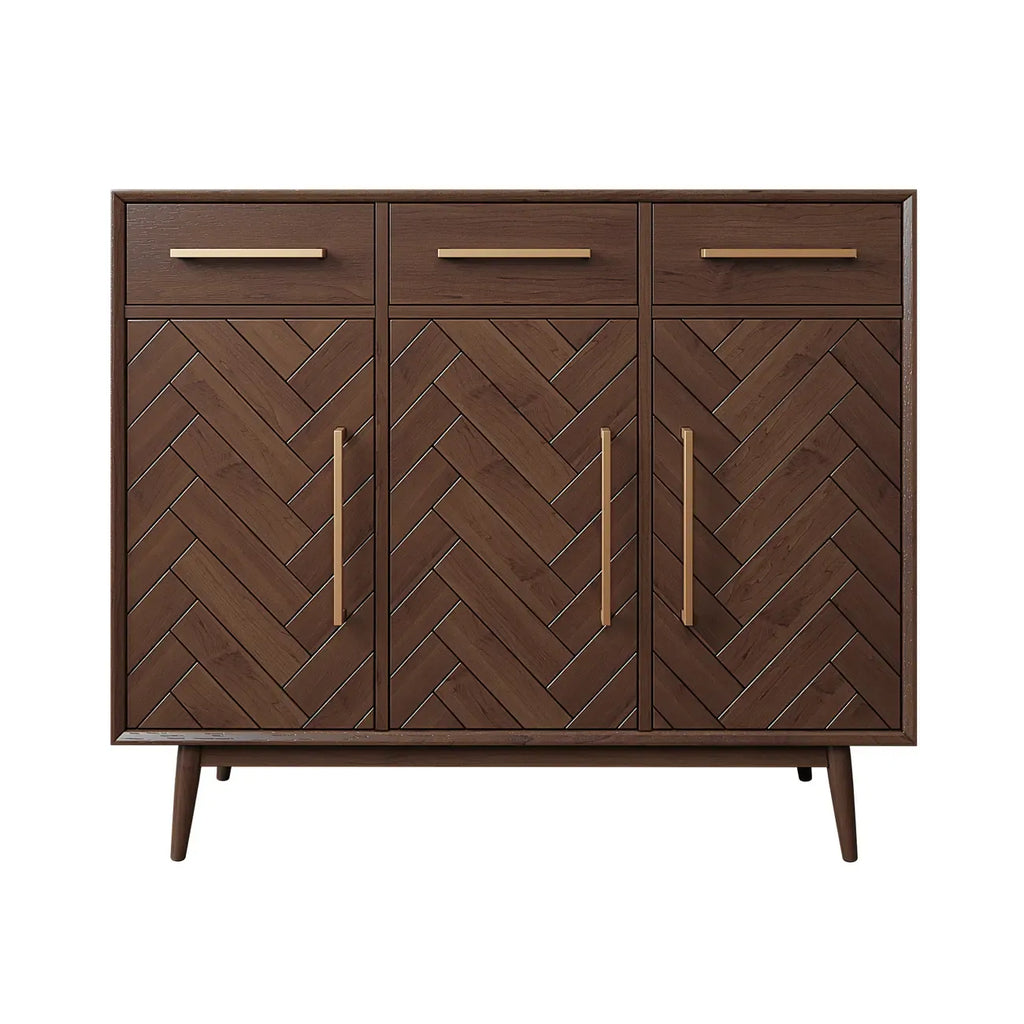 Buffet moderne en bois massif marron avec tiroirs