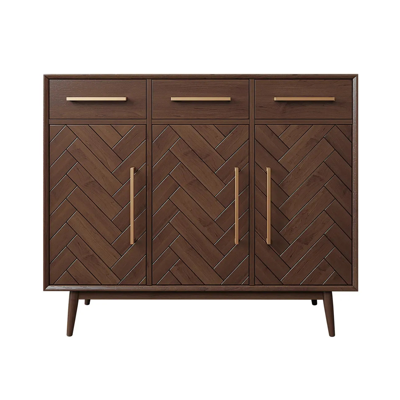 Buffet moderne en bois massif marron avec tiroirs