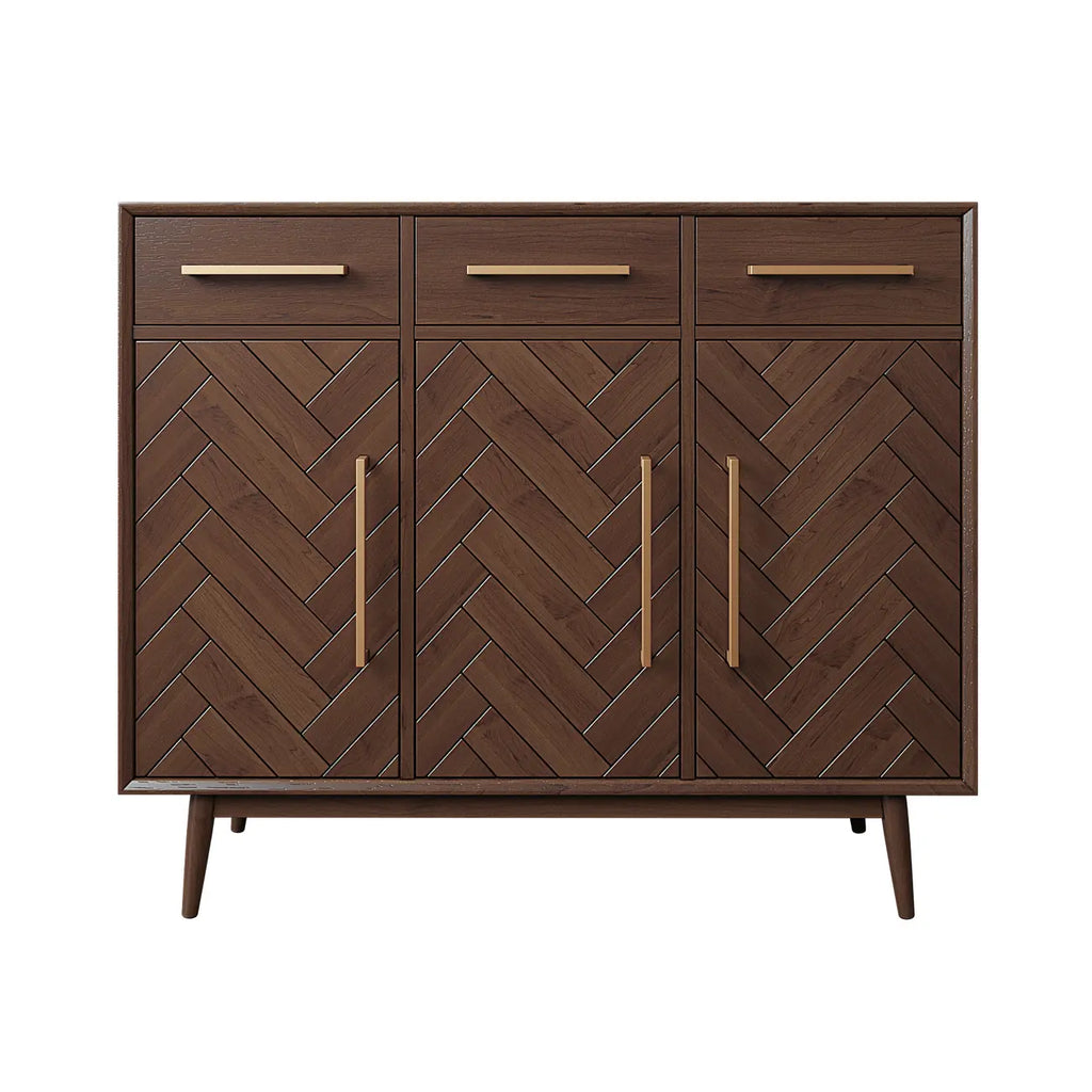 Buffet moderne en bois massif marron avec tiroirs