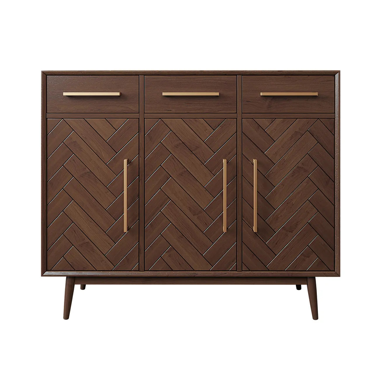 Buffet moderne en bois massif marron avec tiroirs
